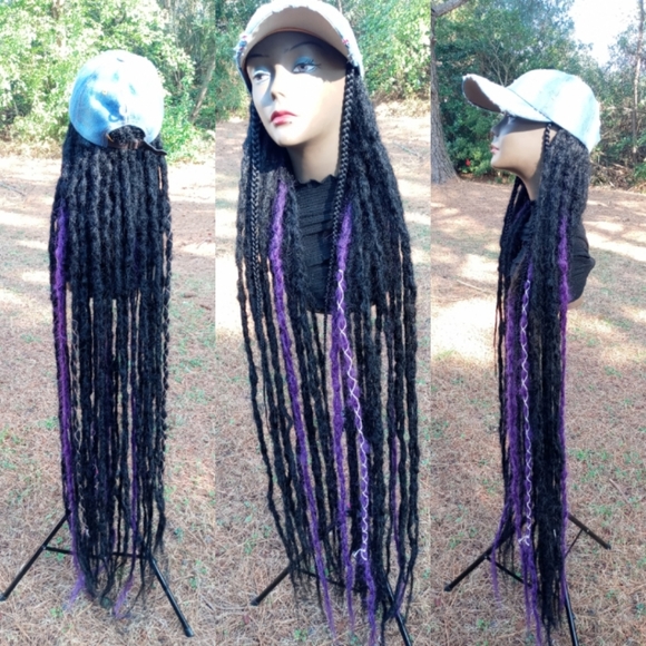 Handmade Long Black purple ombre Loc extensions main image 8